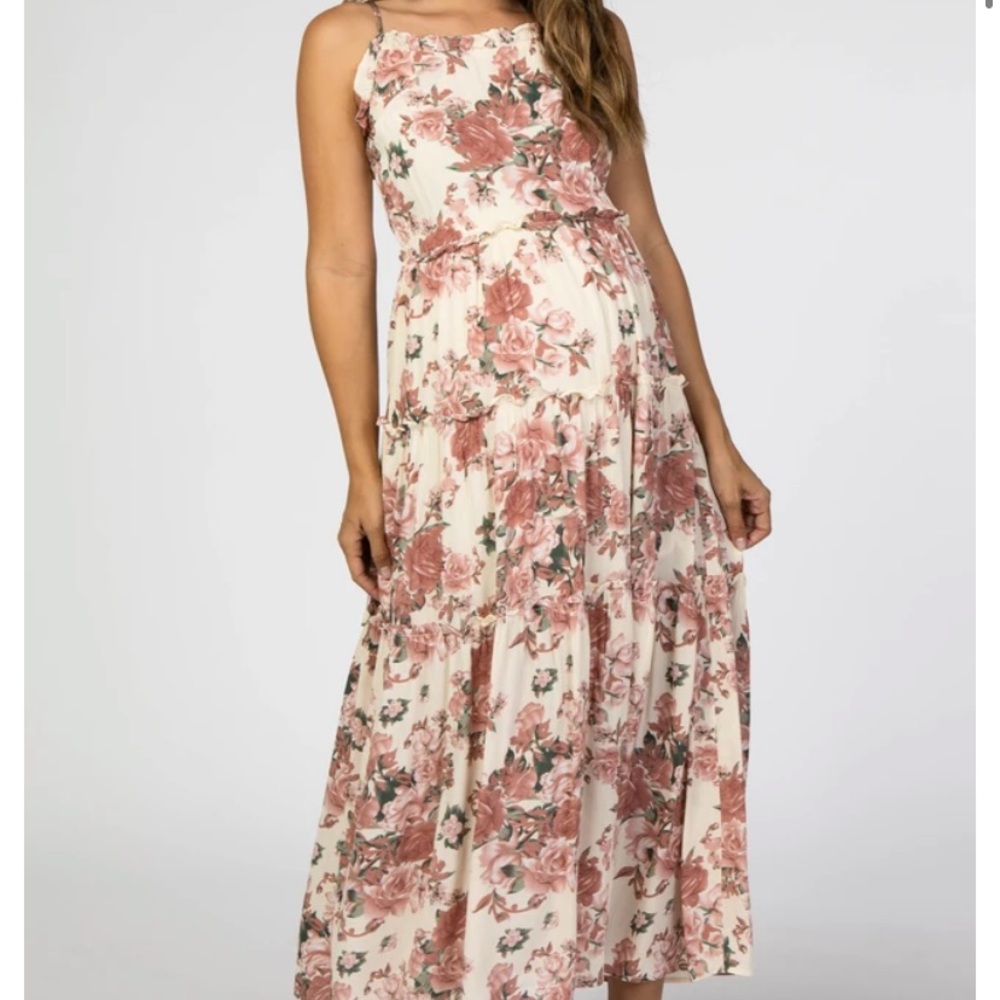 Maxi cream and purple dress